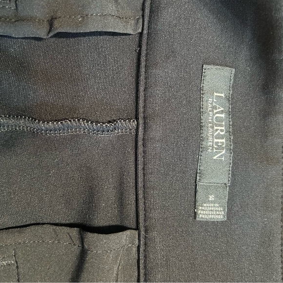 Lauren Black High-Waisted Trousers with Button Detail satin side - Picture 7 of 8